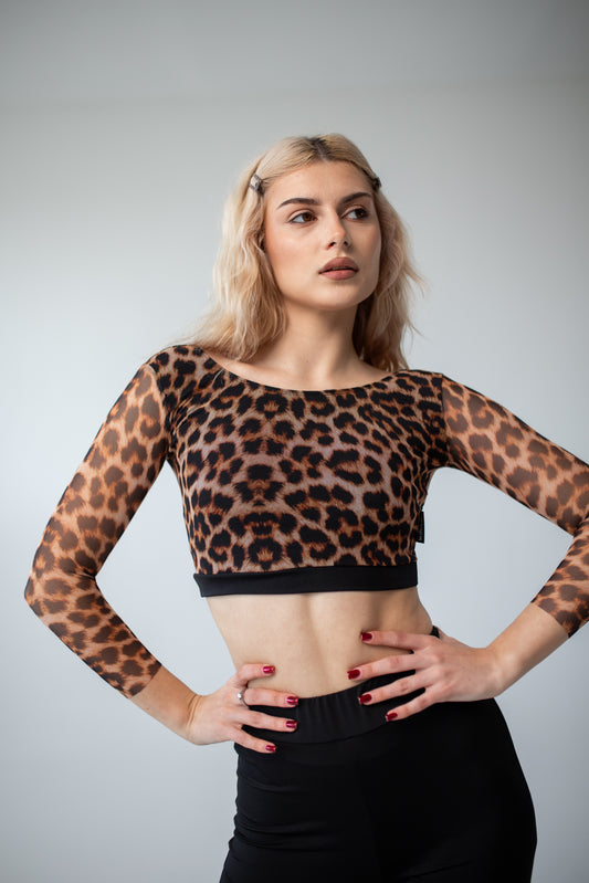 Топ зі стрейч-сітки Leopard